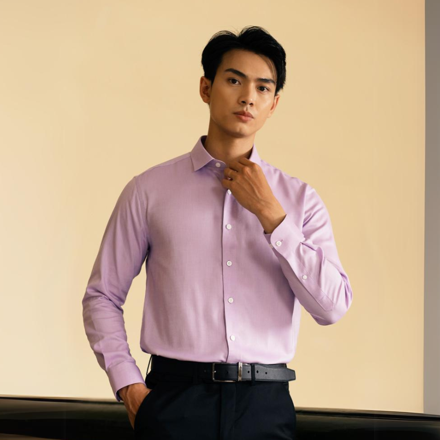  Áo Sơ Mi Nam GENTITI Trơn Tay Dài Màu Hồng - Kiểu Dáng Smart Fit 