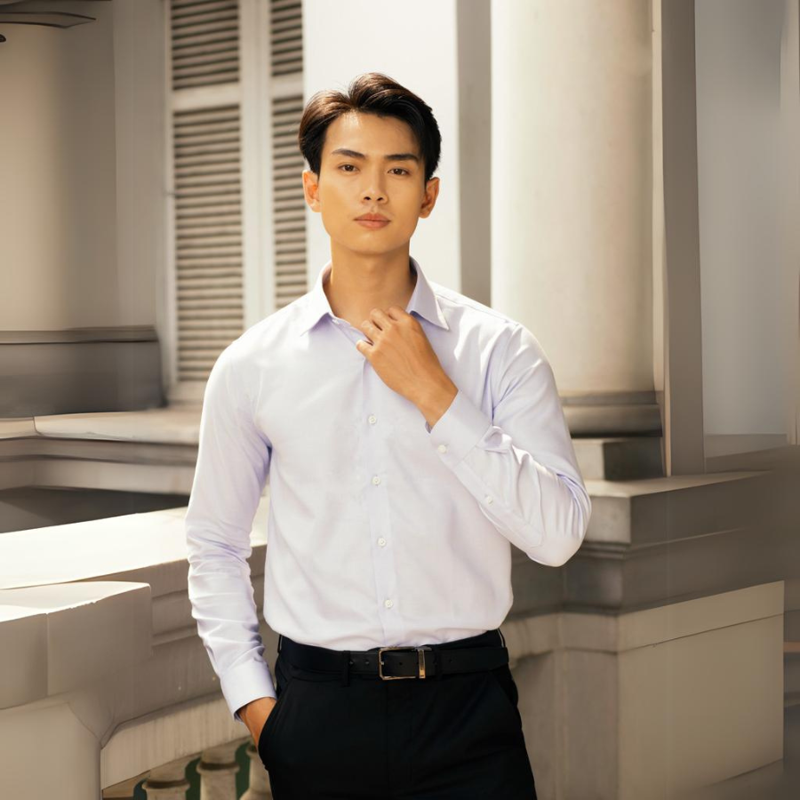  Áo Sơ Mi Nam GENTITI Trơn Tay Dài Màu Xanh Nhạt - Kiểu Dáng Slim Fit 