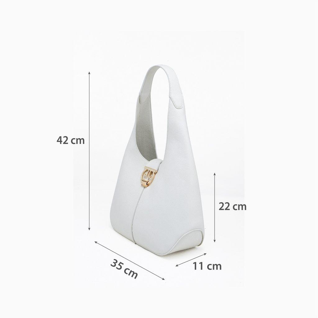  Túi Xách Tay Nữ THÁI TUẤN Hobo Khóa Gài Cách Điệu Màu Trắng 