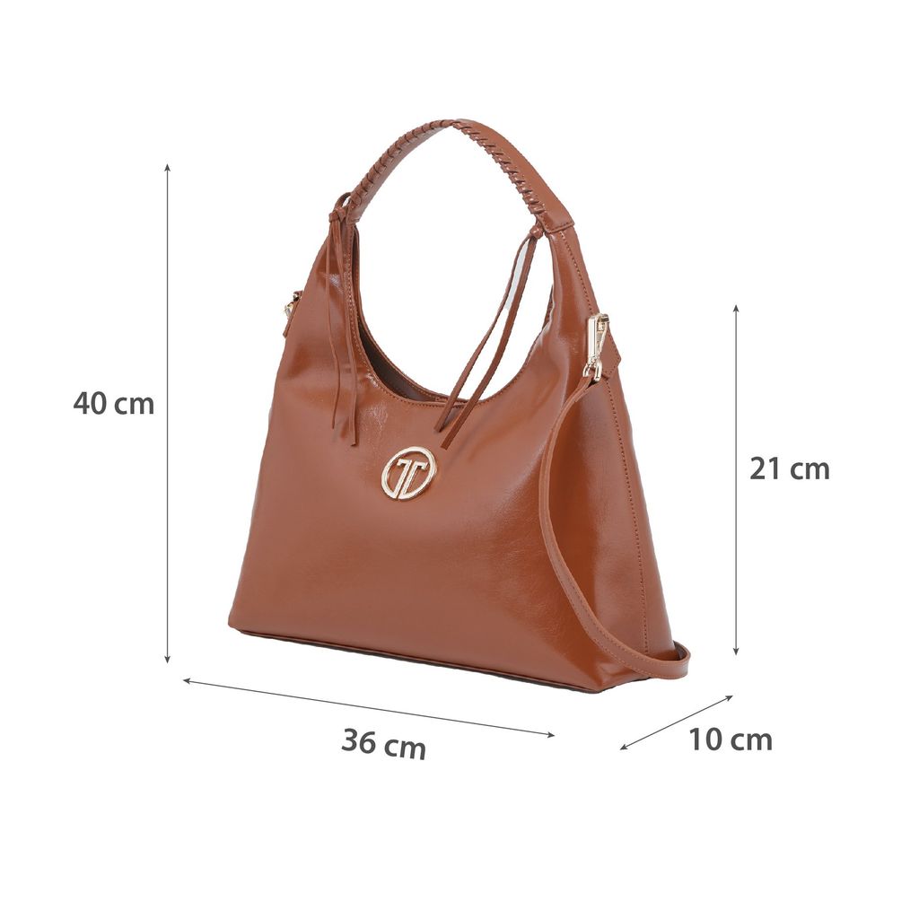  Túi Xách Tay Nữ THÁI TUẤN Hobo Khóa Kéo Màu Nâu 