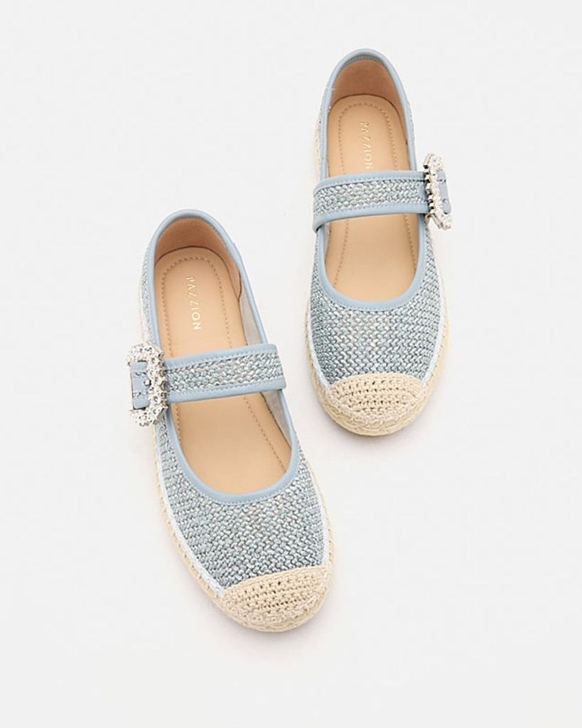  Giày Lười Nữ Pazzion Maple Diamante Buckle Espadrille Flats 