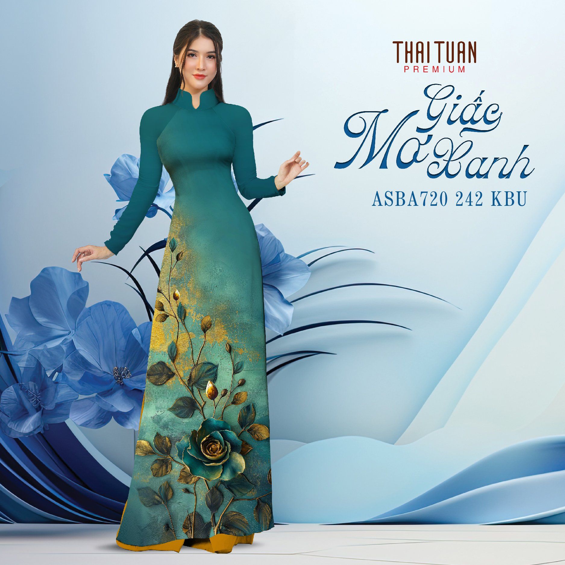 Vải Áo Dài Satin Hương Thơm Kháng Khuẩn Đính Đá Khổ 1m50 x Dài 2m3 ASB6720T86KBU