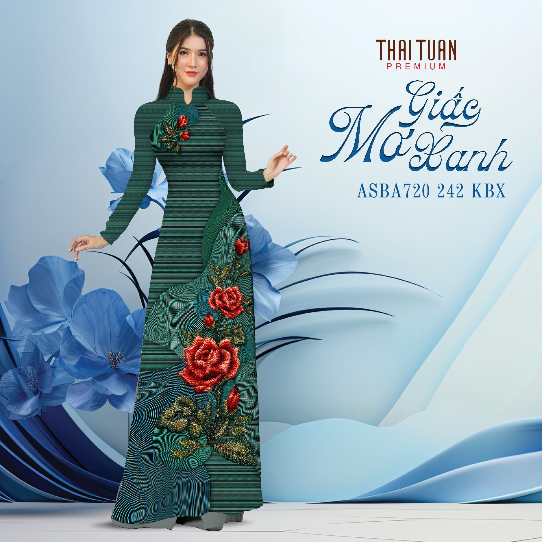 Vải Áo Dài Satin Hương Thơm Kháng Khuẩn Đính Đá Khổ 1m50 x Dài 2m3 ASB6720T73KBX