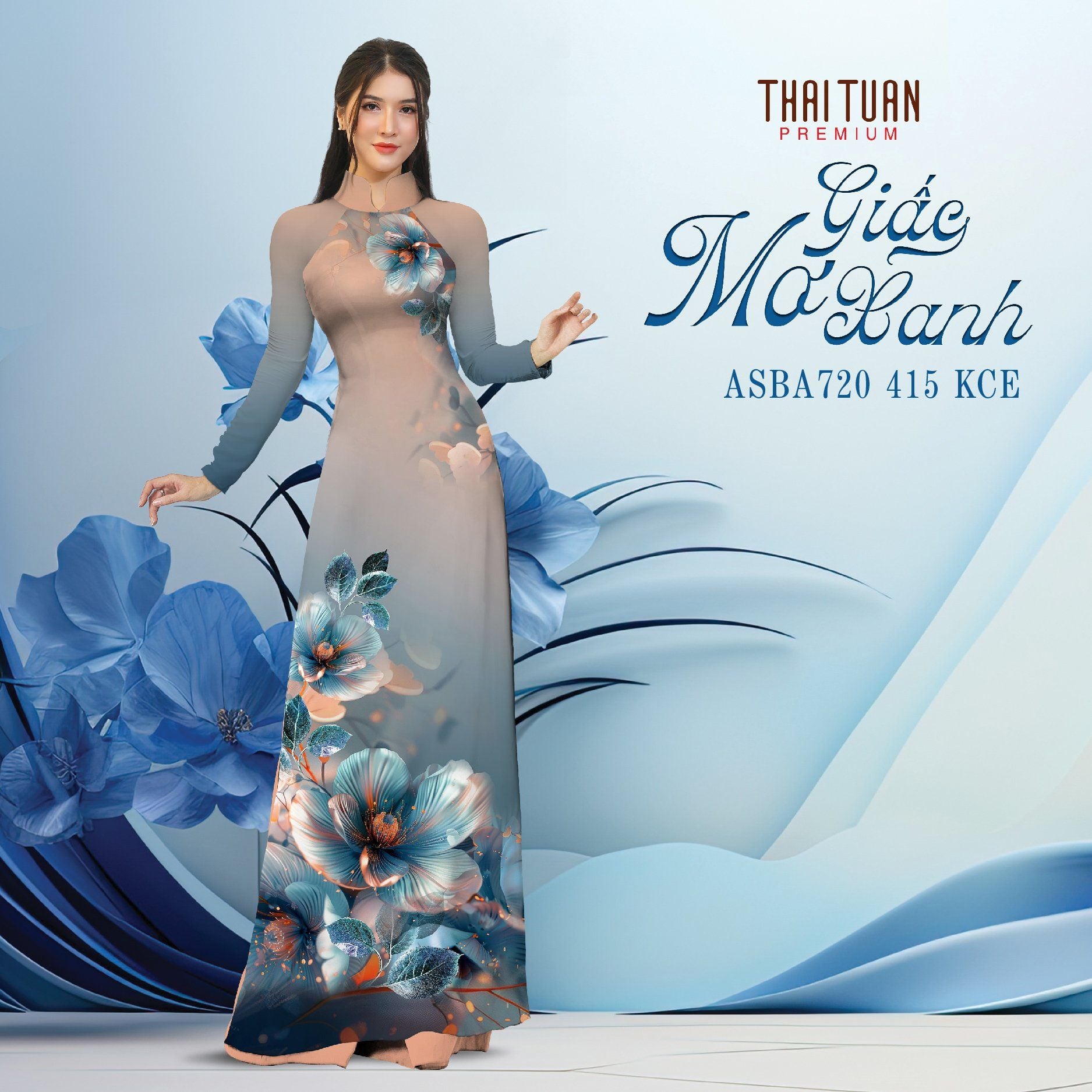 Vải Áo Dài Satin Hương Thơm Đính Đá Khổ 1m50 x Dài 2m3 ASB6720ST95KCE