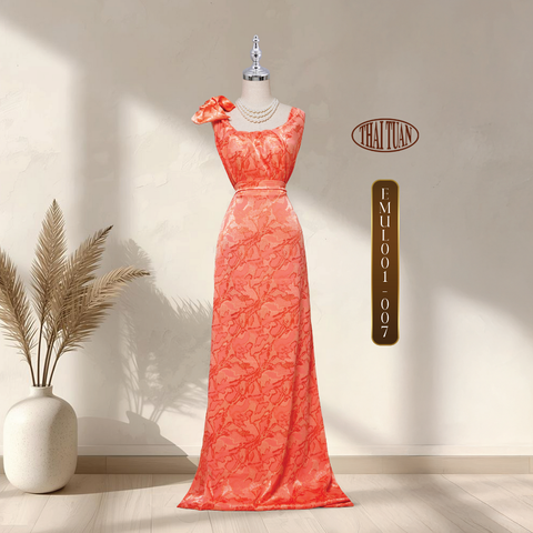 Vải Gấm Hoa Họa Tiết Đặc Biệt Màu Cam 1m5x2m EMUL001007