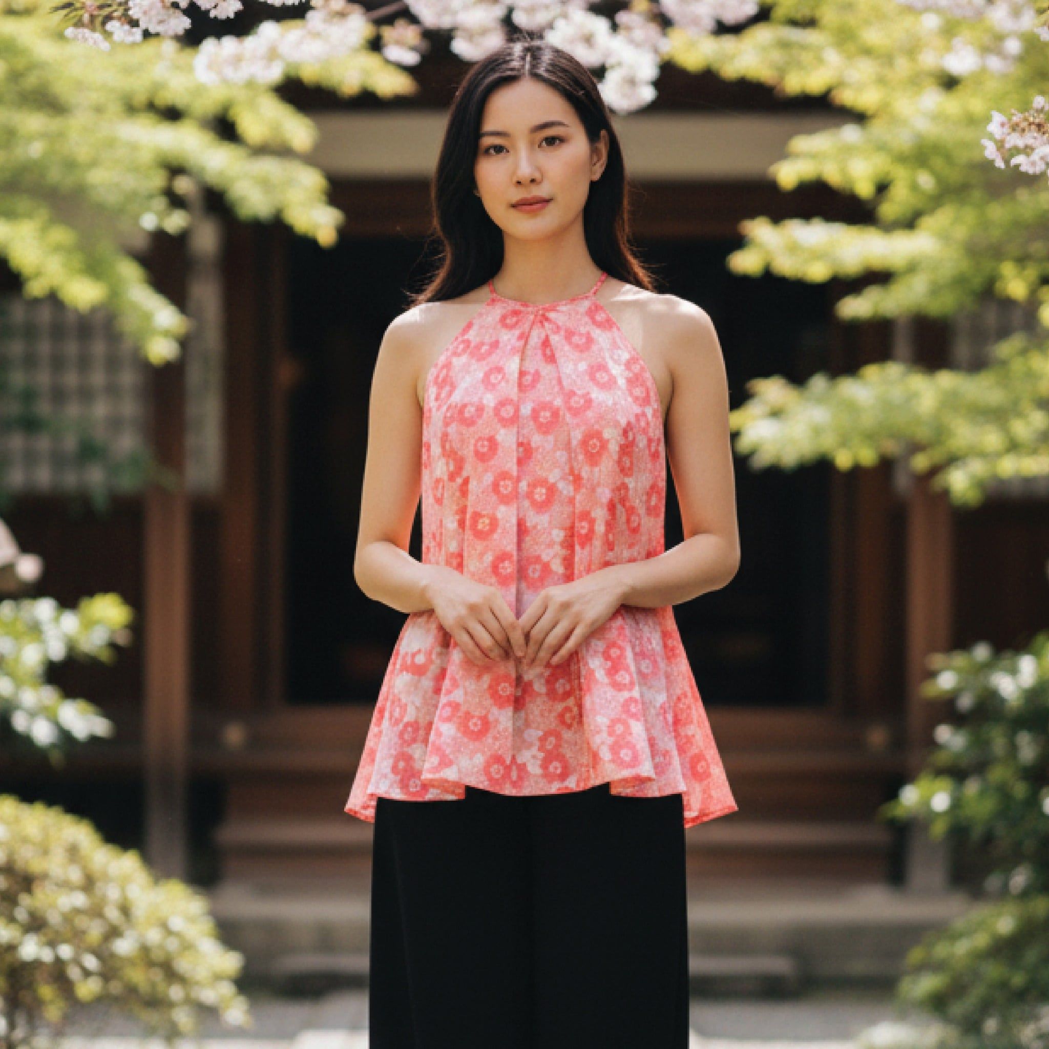 Set Yếm Gấm Hoa Cao Cấp Màu Cam 14010007