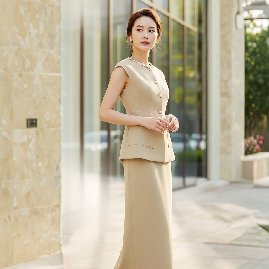 Set Thời Trang Nữ Sang Trọng Cổ Viền Ren Cao Cấp 14014L022