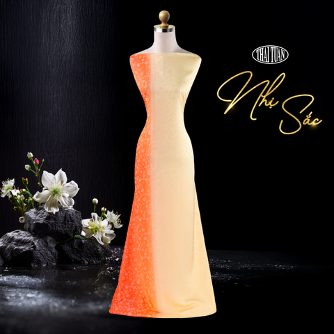 DFTL002208 Vải Gấm Hoa Văn Cách Điệu Nhẹ Màu Cam 2 Ánh Khổ 1m50 Dài 3m