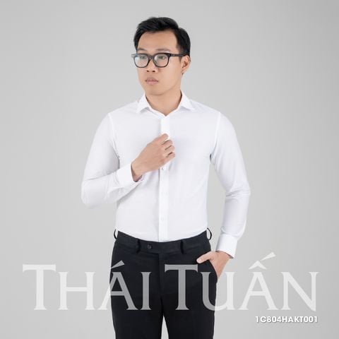 Áo sơ mi nam dài tay Cotton cổ vuông màu trắng mỏng mát GENTITI By Thái Tuấn- 1C804HAKT001