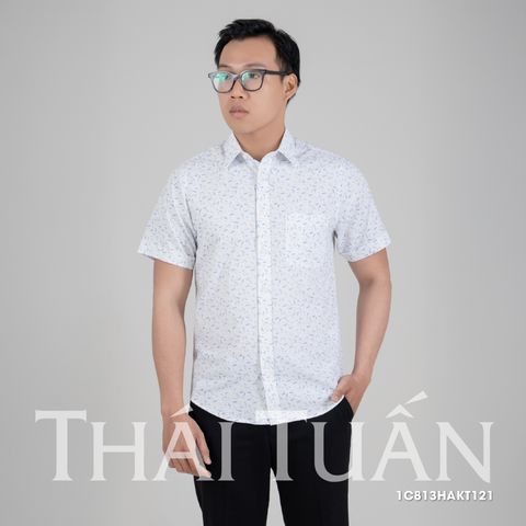 Áo sơ mi nam trắng họa tiết vệt xanh xám GENTITI By Thái Tuấn - 1C813HAKT121