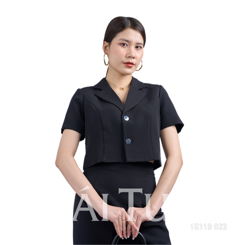 Áo Vest Nữ Lửng Tay Ngắn Màu Đen Thanh Lịch Nhiều Size 1E110040