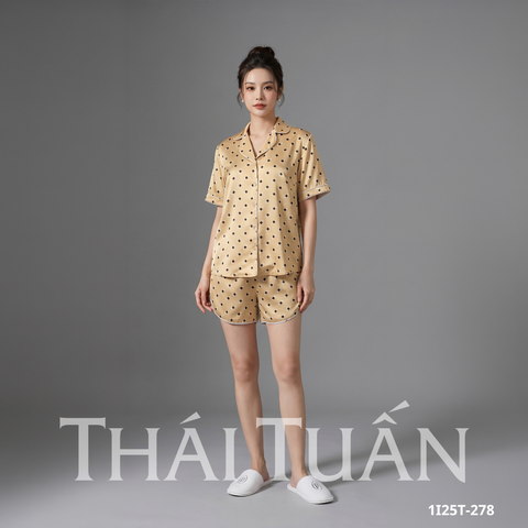 Bộ Ngắn Nữ Cổ Đơn Giản Mặc Nhà 1I25T278