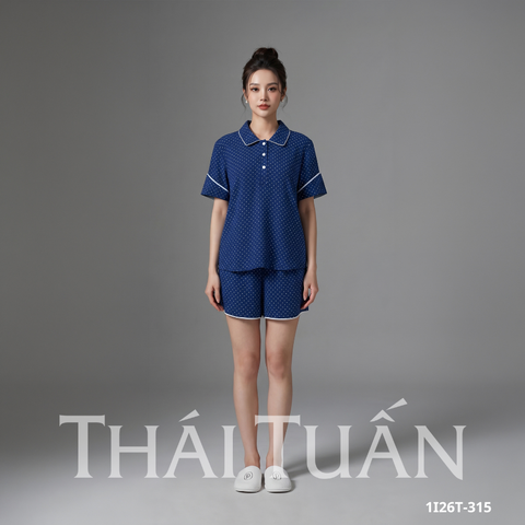 Bộ Ngắn Nữ Chấm Bi Mặc Nhà 1I26T315