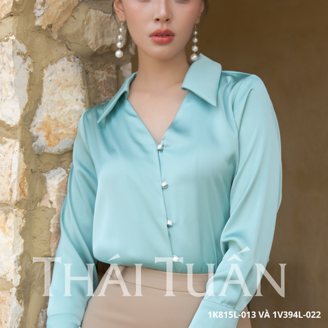 Áo Sơ Mi Nữ Thời Trang Màu Xanh Ngọc 1K815L013