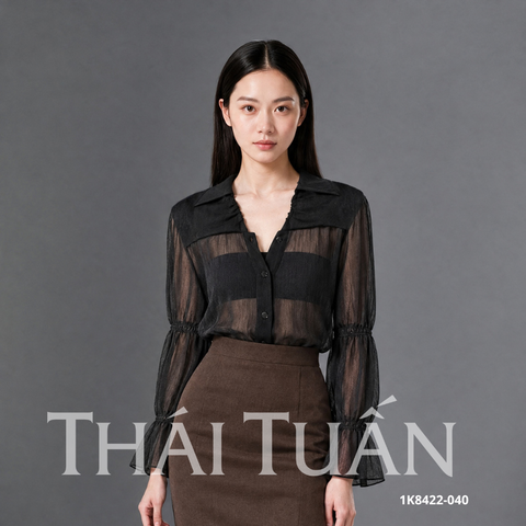 Áo Kiểu Nữ Chất Liệu Voan Thời Trang Màu Đen 1K8422040
