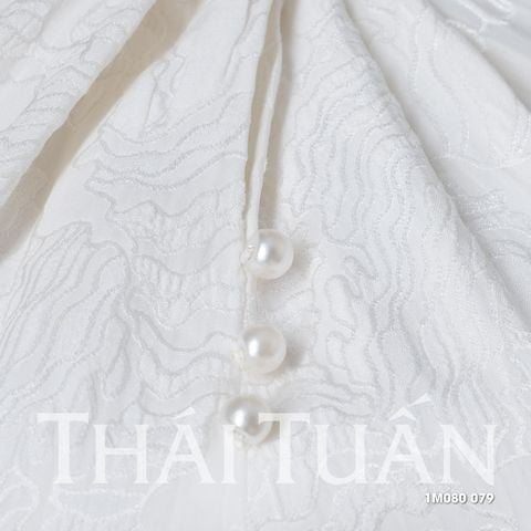 1M080079 Đầm Nữ Gấm Ngọc Tuyết Dáng Chữ A Màu Trắng