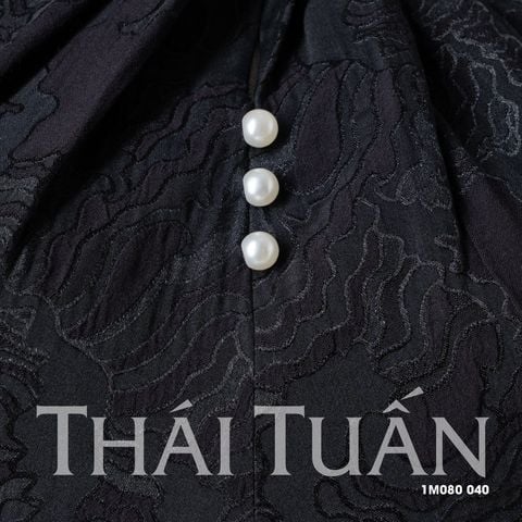 1M080040 Đầm Nữ Gấm Ngọc Tuyết Dáng Chữ A Màu Đen