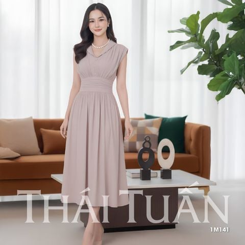Nữ Thời Trang Công Sở Dáng Xòe Màu Nude Sang Trọng 1M141027 Đầm