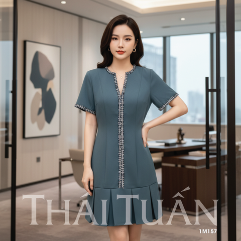 Đầm Nữ Thời Trang Phối Họa Tiết Sang Trọng 1M157