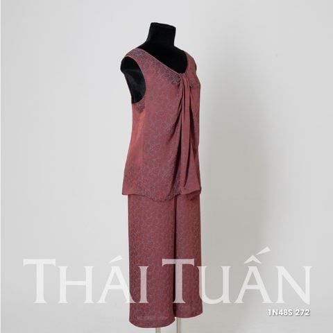 Bộ Đồ Nữ Gấm Hoa Cổ Cách Điệu Sang Trọng 1N48S