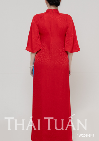 Áo Dài May Sẵn Nữ Tay Loe Chất Liệu Gấm Màu Đỏ Tươi Sang Trọng 1W20B341