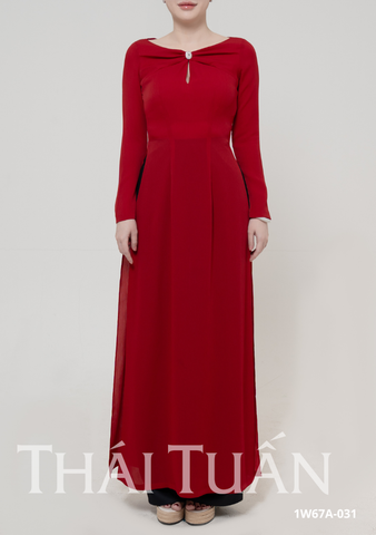 Áo Dài May Sẵn Nữ Tay Dài Nút Chất Liệu Trơn Sang Trọng 1W67A