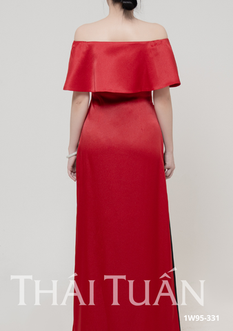 Áo Dài May Sẵn Nữ Cổ Cách Điệu Chất Liệu Trơn Màu Đỏ Sang Trọng 1W95A331