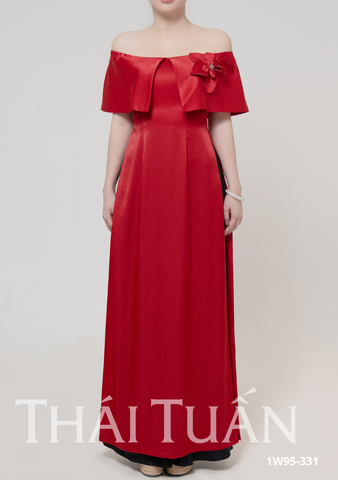 Áo Dài May Sẵn Nữ Cổ Cách Điệu Chất Liệu Trơn Màu Đỏ Sang Trọng 1W95A331