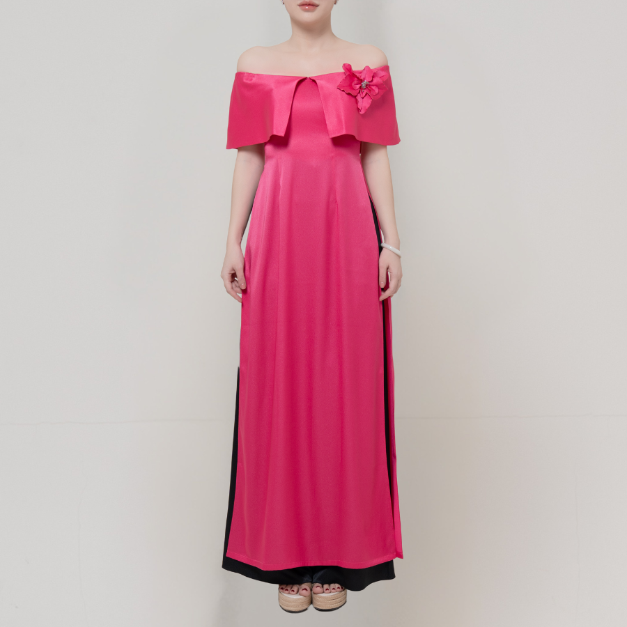 Áo Dài May Sẵn Nữ Cổ Cách Điệu Chất Liệu Trơn Sang Trọng 1W95A062