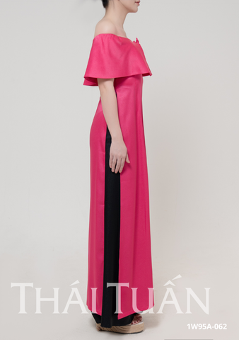 Áo Dài May Sẵn Nữ Cổ Cách Điệu Chất Liệu Trơn Sang Trọng 1W95A062