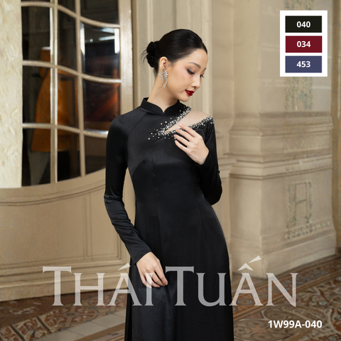 Bộ Áo Dài May Sẵn Cao Cấp Phối Ngọc 1W99A
