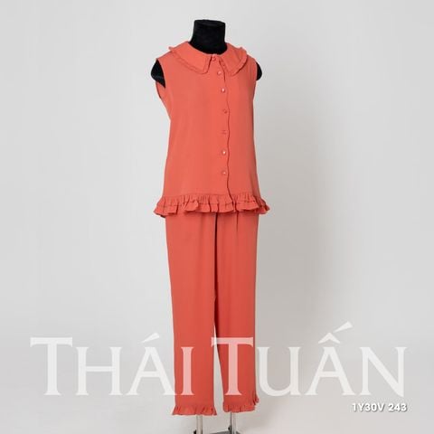 1Y30V Bộ Đồ Mặc Nhà Cao Cấp Cổ Sen Quần Dài