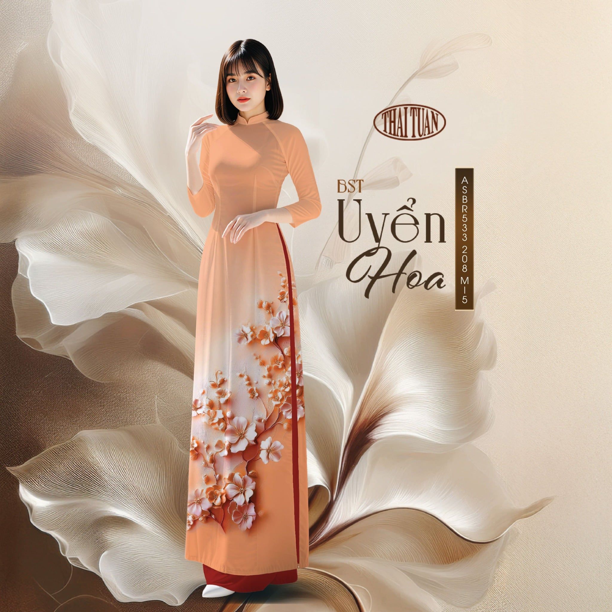 Vải Áo Dài Sắc Phương Nam Hoa Đào Kháng Khuẩn 1m50 x 2m1 ASBR533208MI5