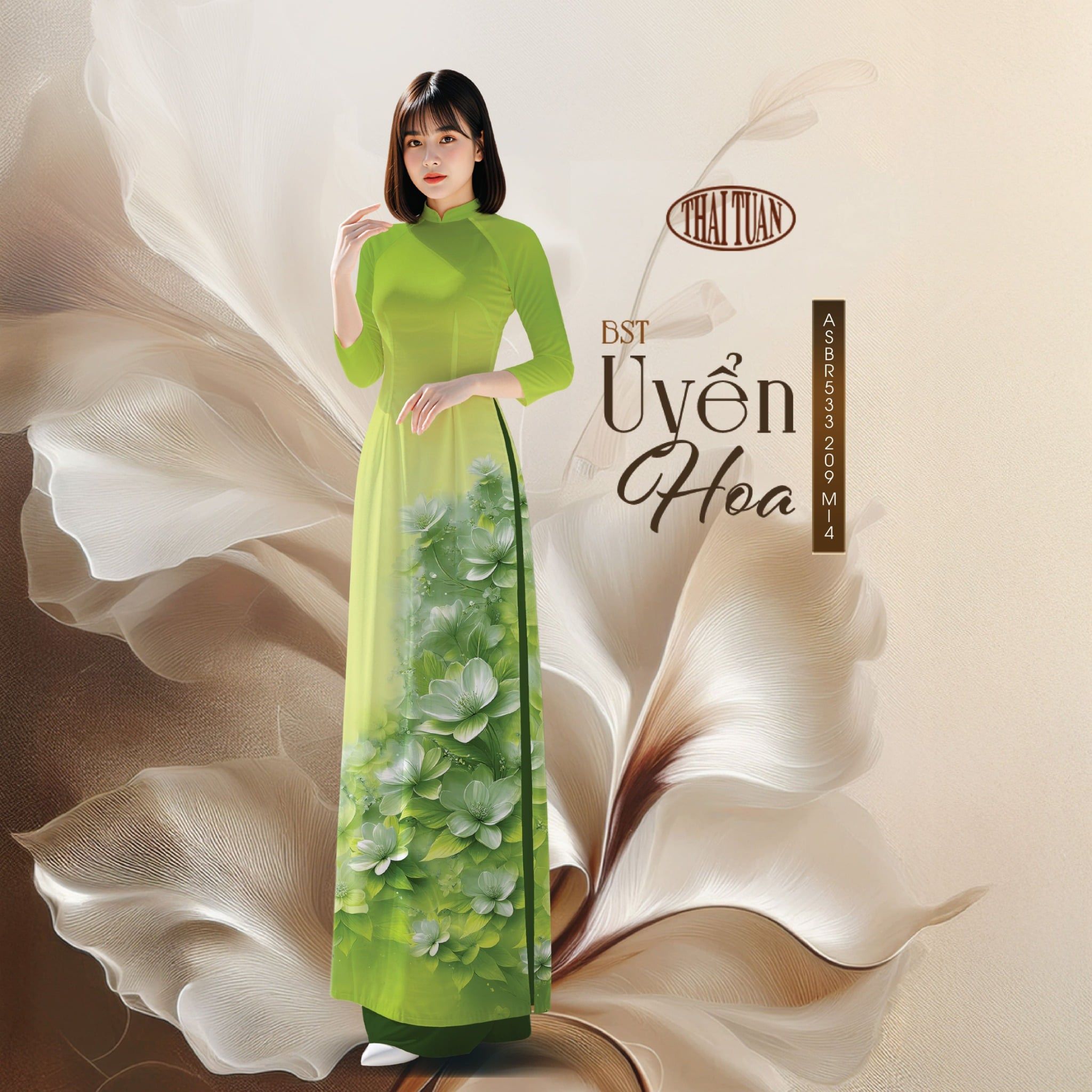 Vải Áo Dài Sắc Phương Nam Hoa Lá Kháng Khuẩn 1m50 x 2m1 ASBR533209MI4