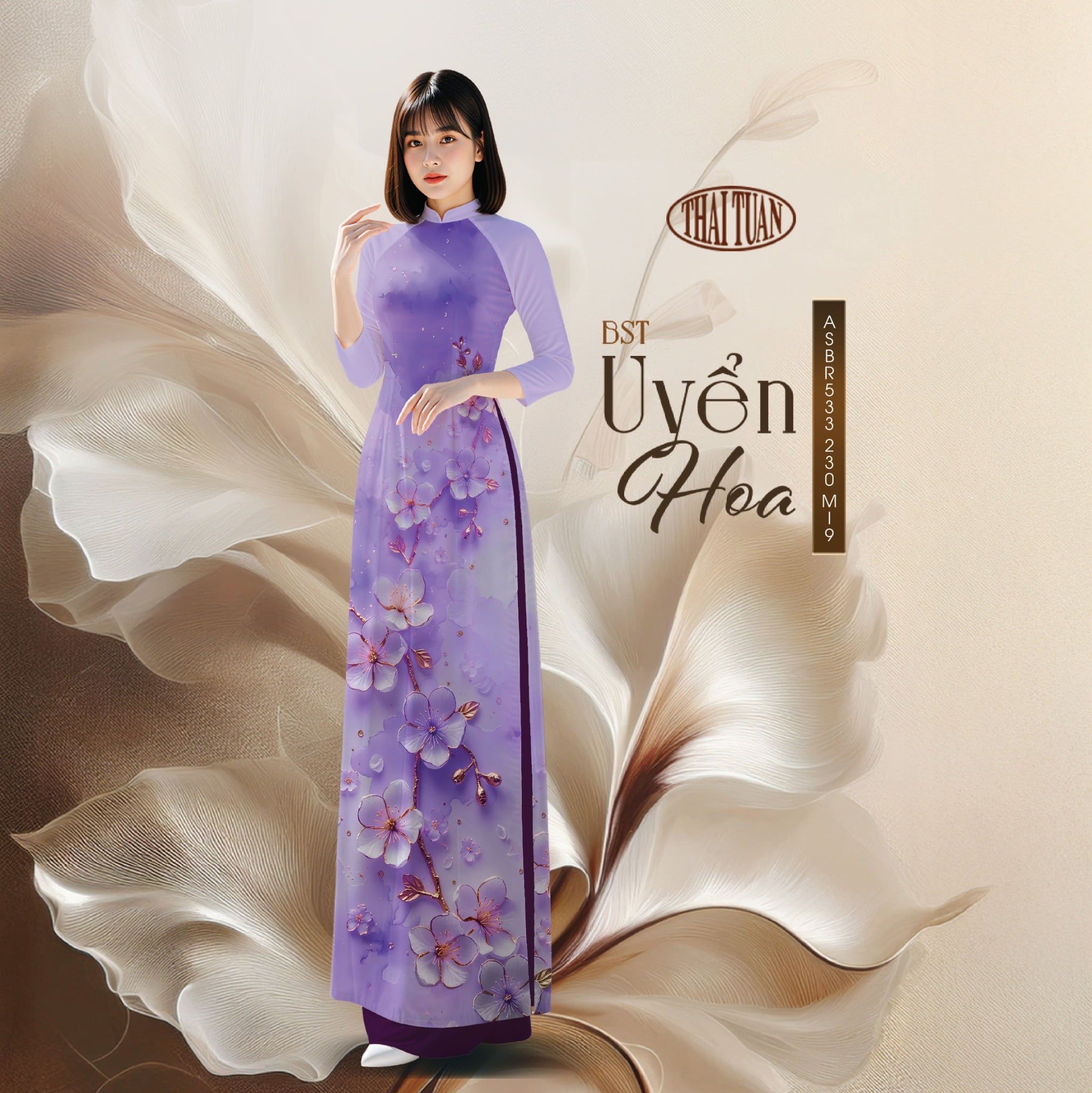 Vải Áo Dài Sắc Phương Nam Hoa Lá Kháng Khuẩn 1m50 x 2m1 ASBR533230MI9