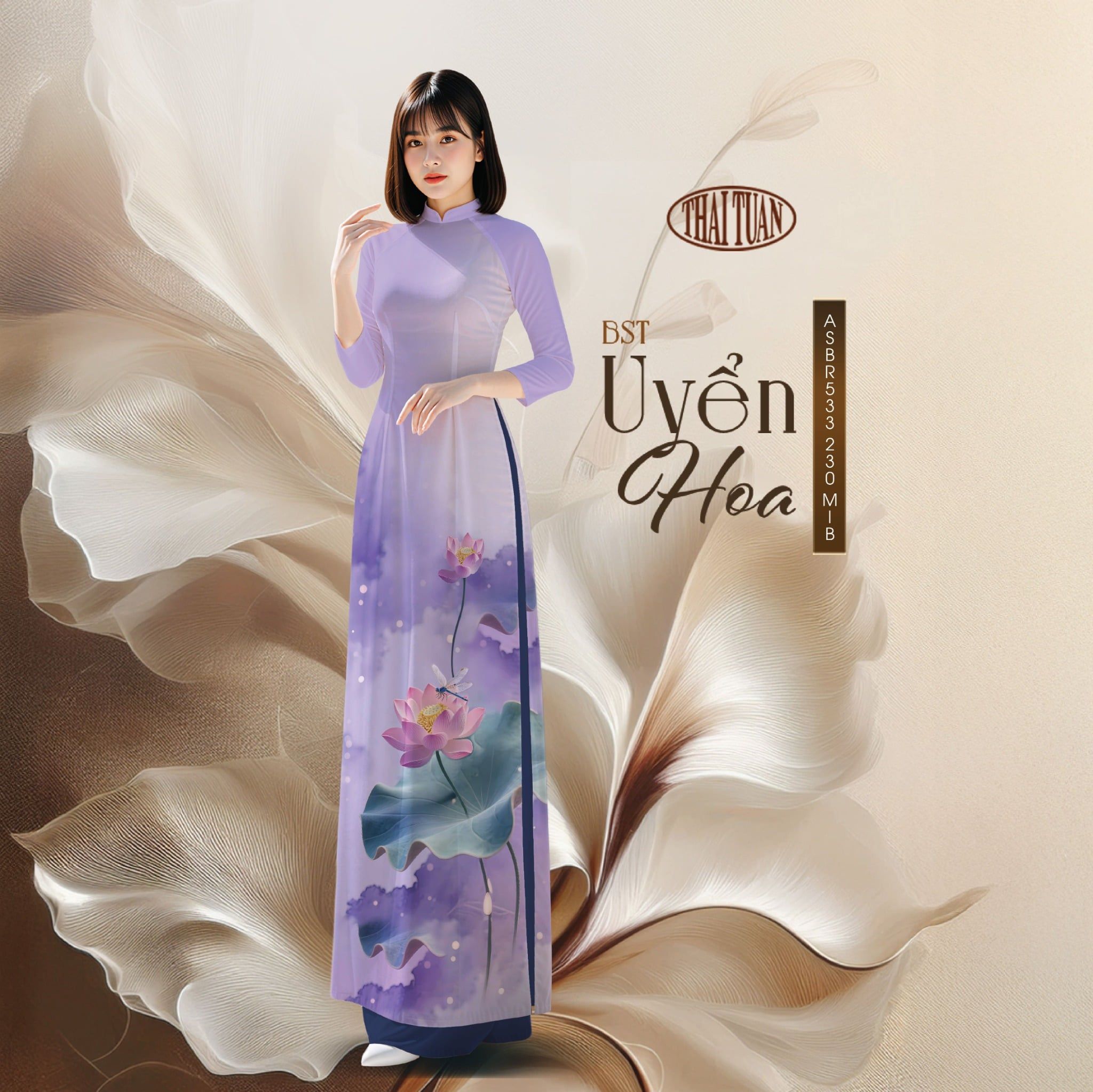 Vải Áo Dài Sắc Phương Nam Hoa Sen Kháng Khuẩn 1m50 x 2m1 ASBR533230MIB