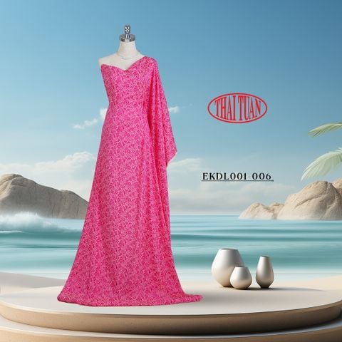 Vải Gấm Màu Hồng Họa Tiết Hoa Khổ 1m5 x 2m EKDL001006