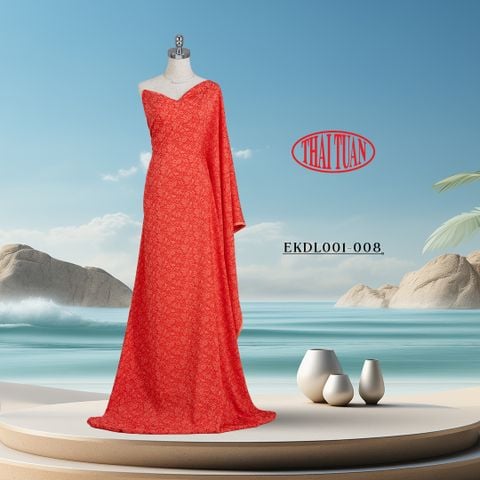 EKDL001-008 Vải Gấm Hoa Co Giãn Màu Cam Đậm Khổ 1m5 x 2m