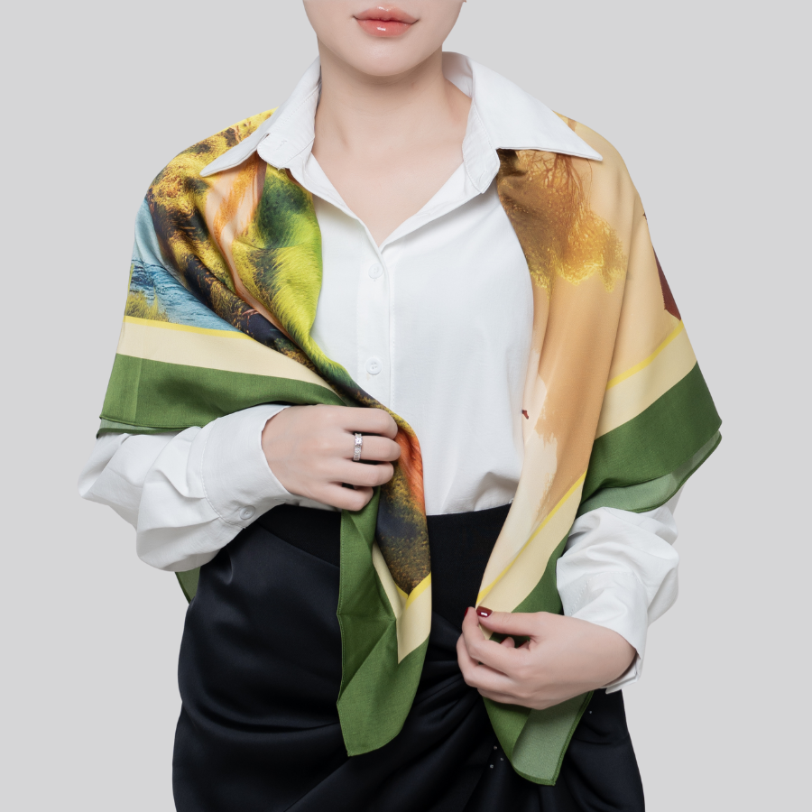Khăn Choàng Vuông Cao Cấp 1 Lớp 100x100cm 2S34NA10