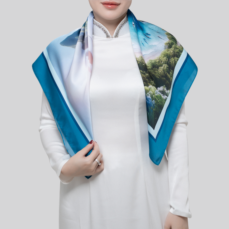 Khăn Choàng Vuông Cao Cấp 1 Lớp 75x75cm 2S35NA75