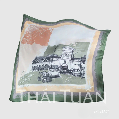 Khăn Choàng Vuông 1 Lớp In Họa Tiết 75x75cm 2S42JA75R01B