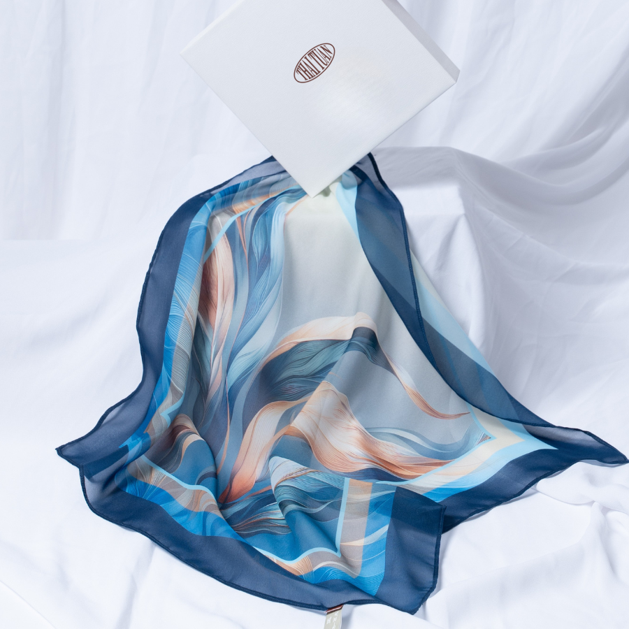 Khăn Choàng Vuông Họa Tiết Hoa Lá 45x45cm 2S85LA45