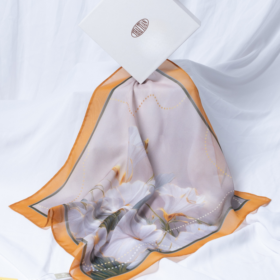Khăn Choàng Vuông Họa Tiết Hoa Lá 45x45cm 2S88LA45