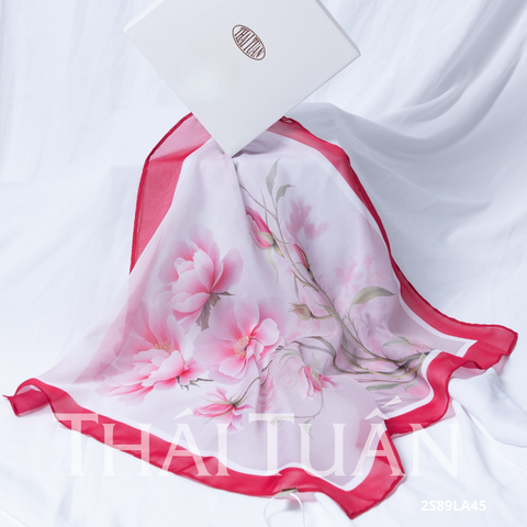 Khăn Choàng Vuông Họa Tiết Hoa Lá 45x45cm 2S89LA45