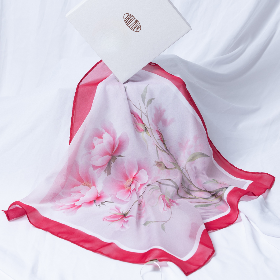 Khăn Choàng Vuông Họa Tiết Hoa Lá 45x45cm 2S89LA45