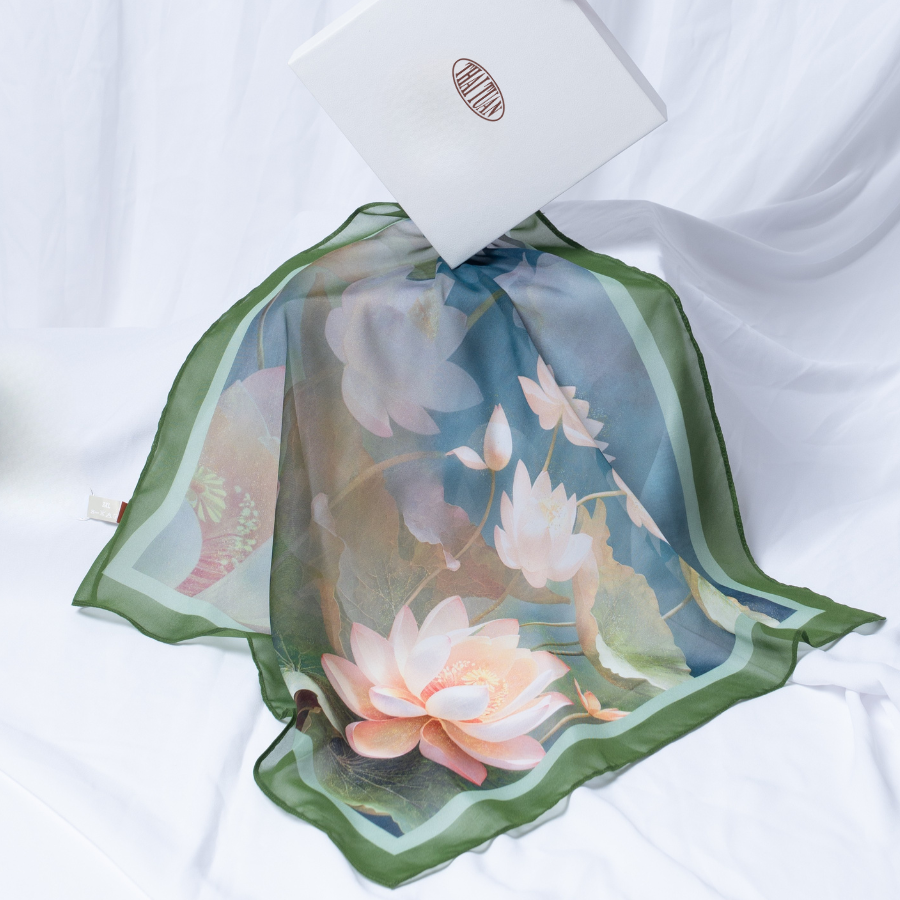 Khăn Choàng Vuông Họa Tiết Hoa Lá 45x45cm 2S94LA45