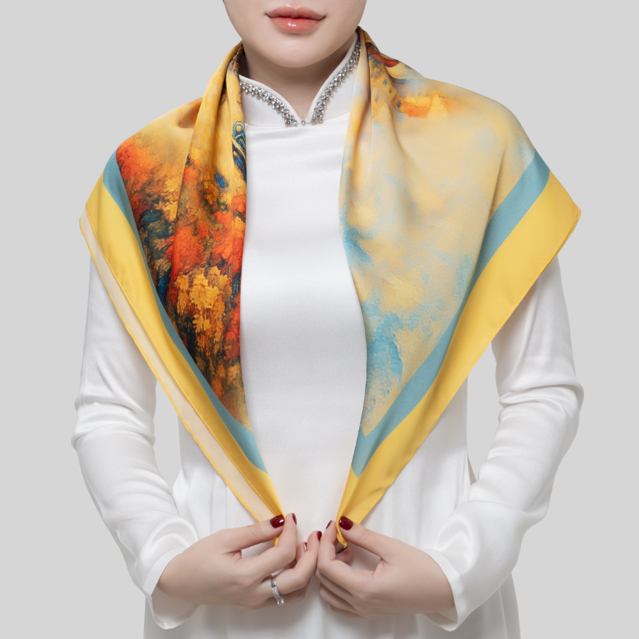 Khăn Choàng Vuông Cao Cấp 1 Lớp 75x75cm 2S97MA75