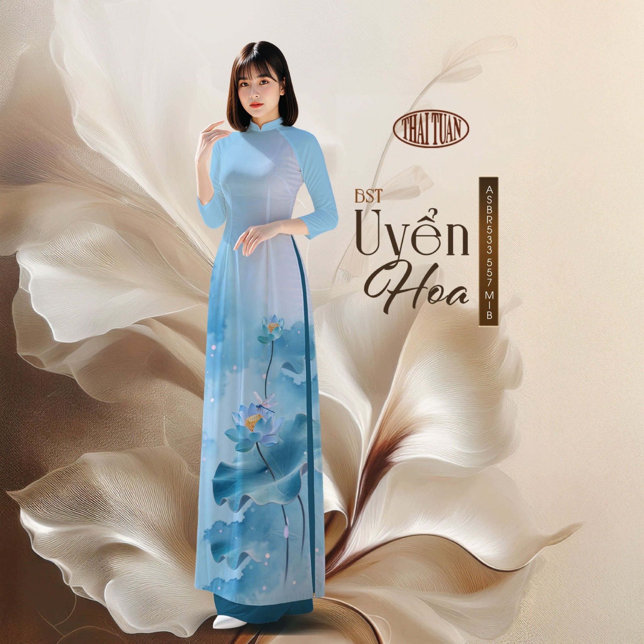 Vải Áo Dài Sắc Phương Nam Hoa Sen Kháng Khuẩn 1m50 x 2m1 ASBR533557MIB