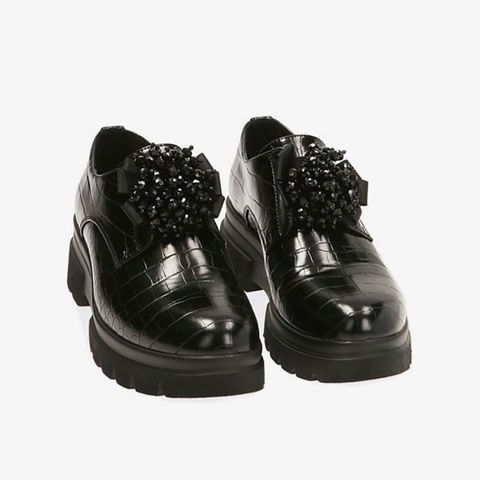 Giày Loafer Primadonna Collection Black Lace-Ups With Coconut Print