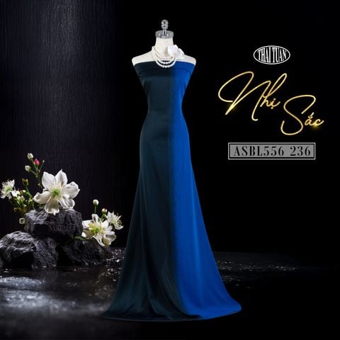 ASBL556236 Vải In Hoa Văn Cách Điệu Màu Xanh 2 Ánh Khổ 1m50 Dài 3m